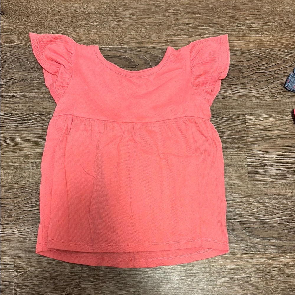 girls pink flutter sleeve shirt